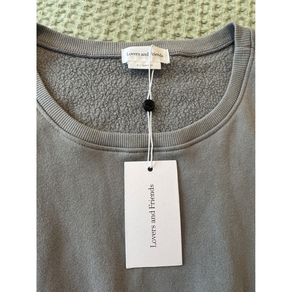 Lovers and Friends Grey Cotton Fleece Sleeveless Drawstring Waist Mini Dress M - Picture 5 of 8